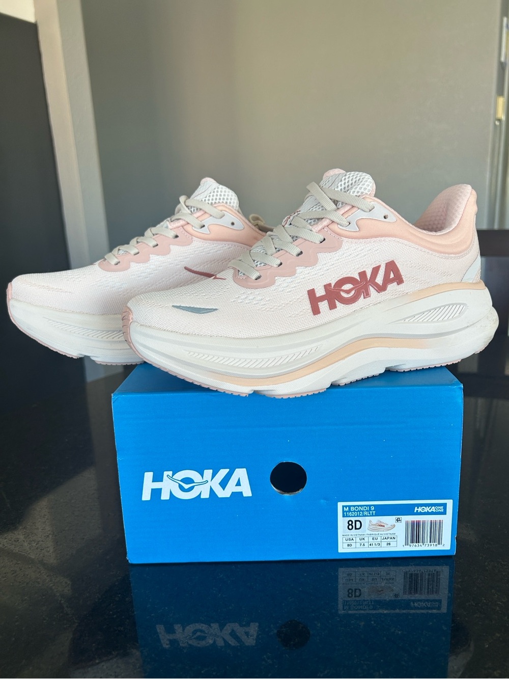 Hoka men’s Bondi 9 Running Shoes in size 8D, equivalent to women’s 9.5 wide (D)